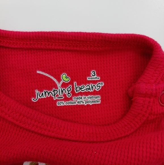 JUMPING Beans Girls Red Let It Snow Thermal Shirt Long Sleeve Size 3 Months - Picture 3 of 6